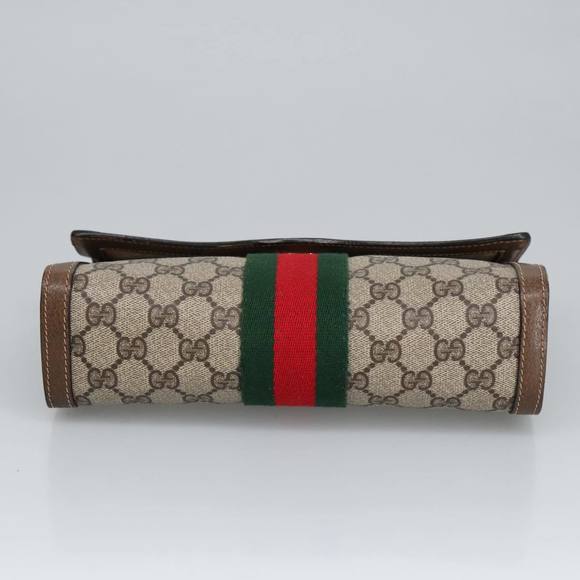 GUCCI GG Supreme Web Sherry Line Clutch Bag Beige 41 014 3087 25 Auth bs19581 - Picture 6 of 16
